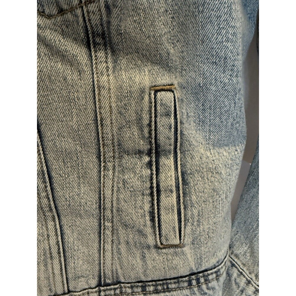 Old Navy Womens Denim Jacket Petite SM Sherpa Lining Flap Pockets  Western - Picture 11 of 14